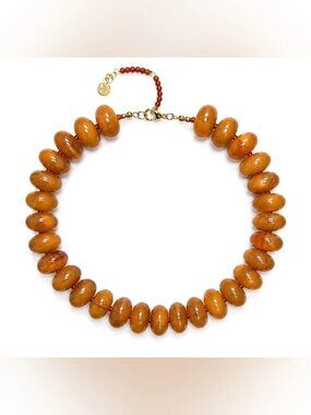 Mayamar Brown Resin & Agate Oval Bead Necklace NEW